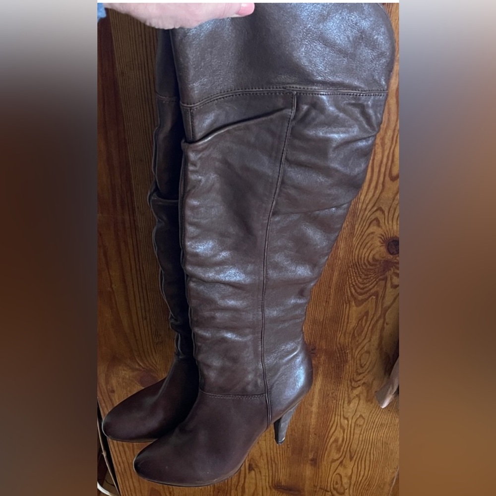 Vintage Thigh high Over The Knee Brown 
Leather Boots